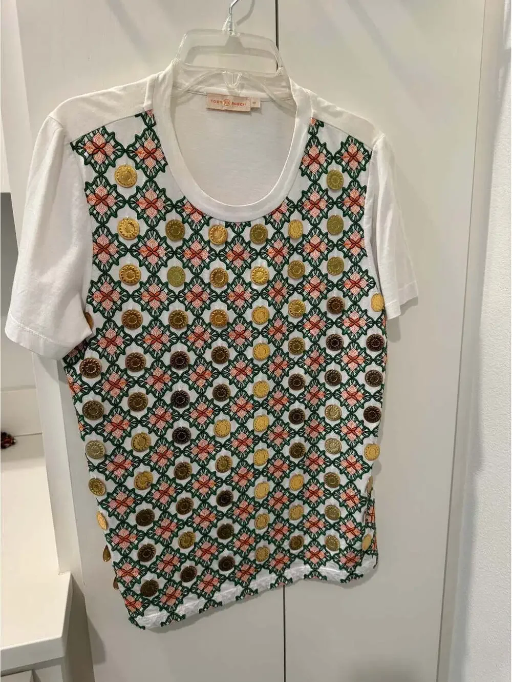 Tory Burch Geometric Print Short Sleeve Blouse
